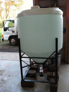 One of our 200-gallon cone tanks used to brew Actively Aerated Compost Tea