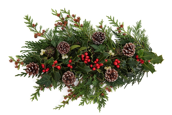 holiday evergreen bough decorations